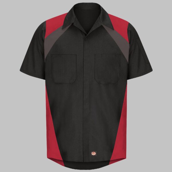Men's Tri-Color Short Sleeve Shop Shirt Thumbnail